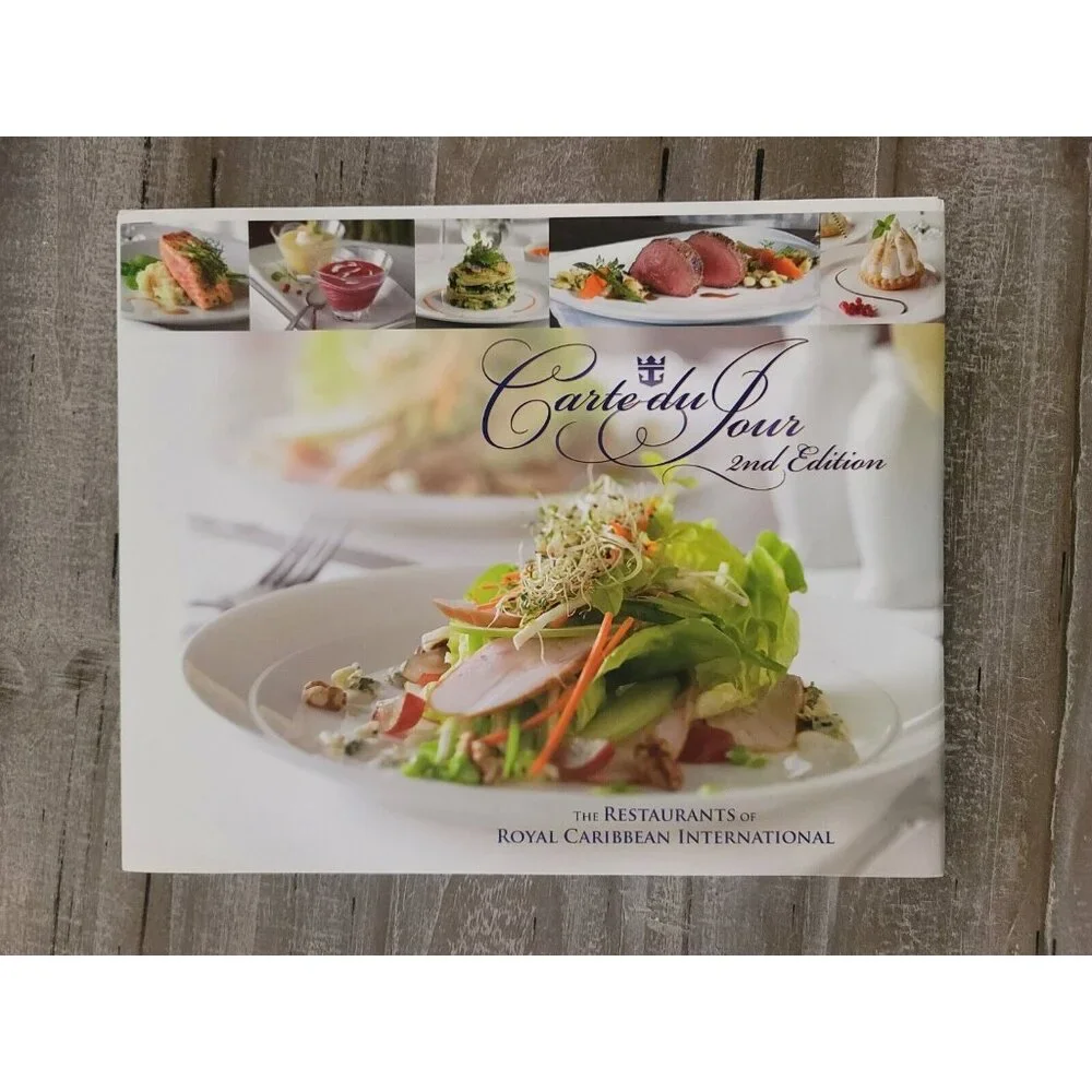 Carte Du Jour Royal Caribbean Restaurants Hardcover Book & Apron Cookbook Cruise